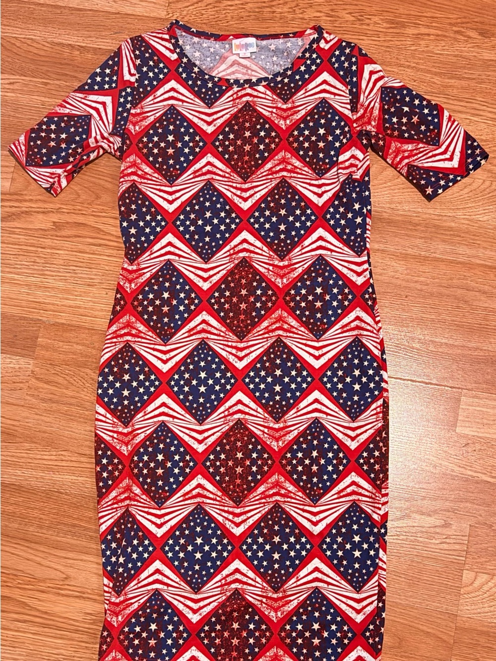 LuLaRoe Red, White & Blue Star Chevron Midi Dress